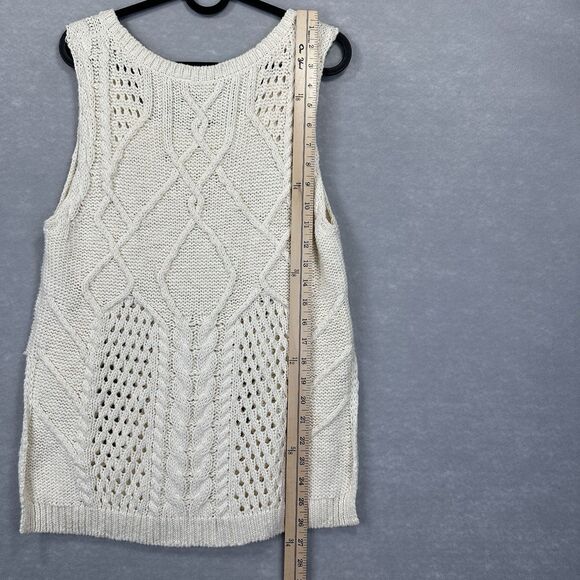 Moth By Anthropologie Women’s Cable Knit Size Large Sleeveless Sweater Blended - Picture 8 of 9